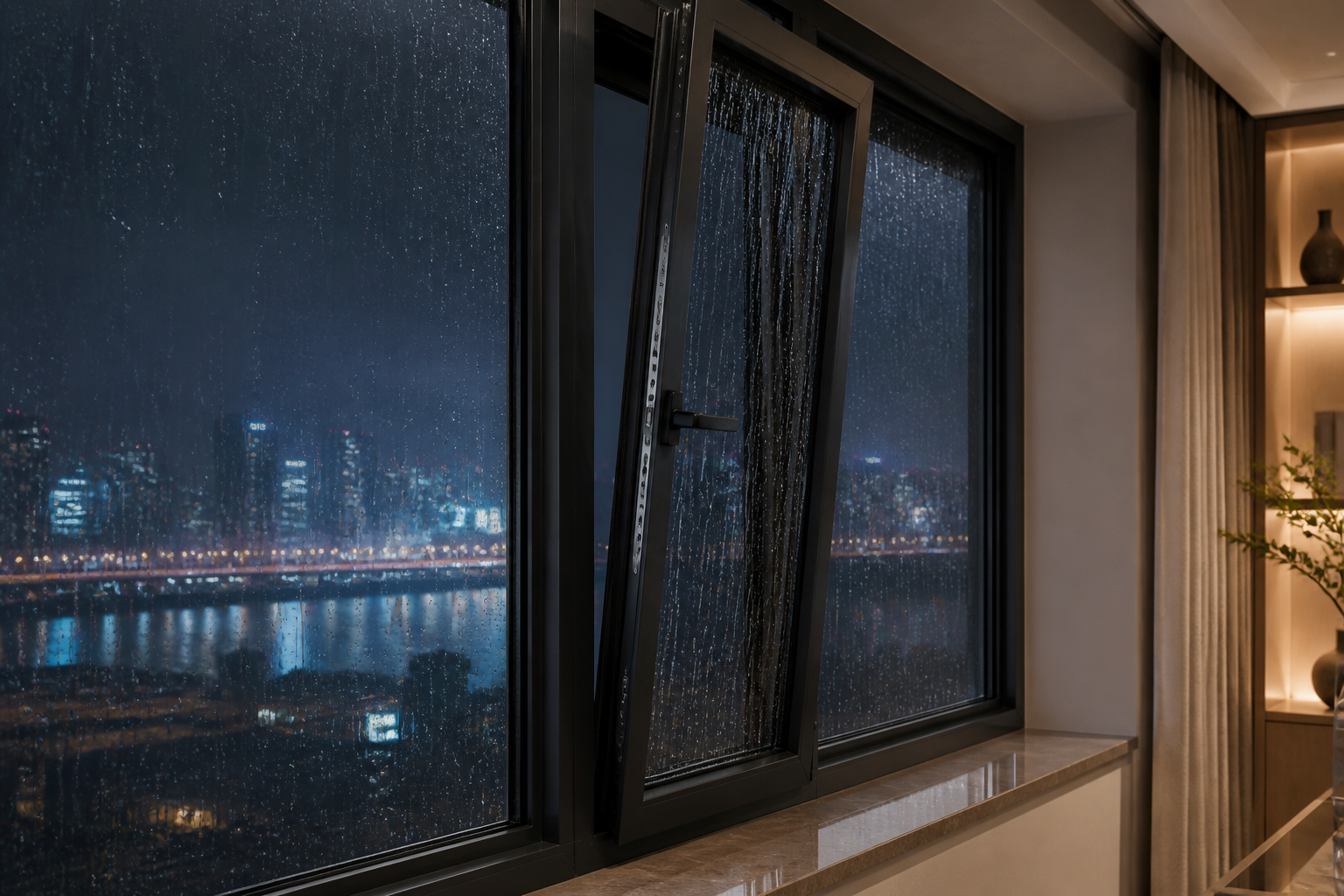 雨天系统窗限位通风原创场景图